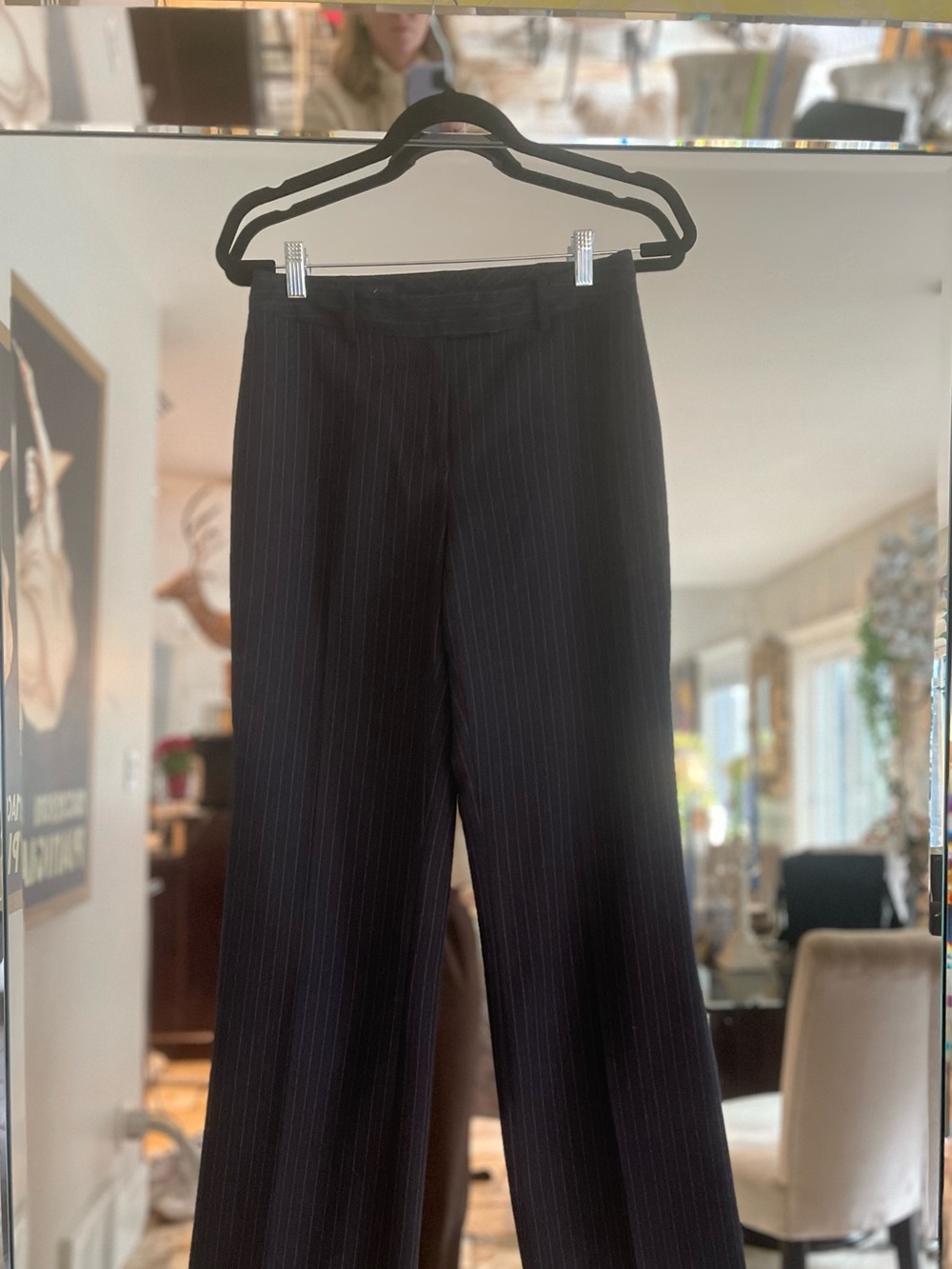 Brooks Brothers Black Pinstripe Wide-Leg Trousers